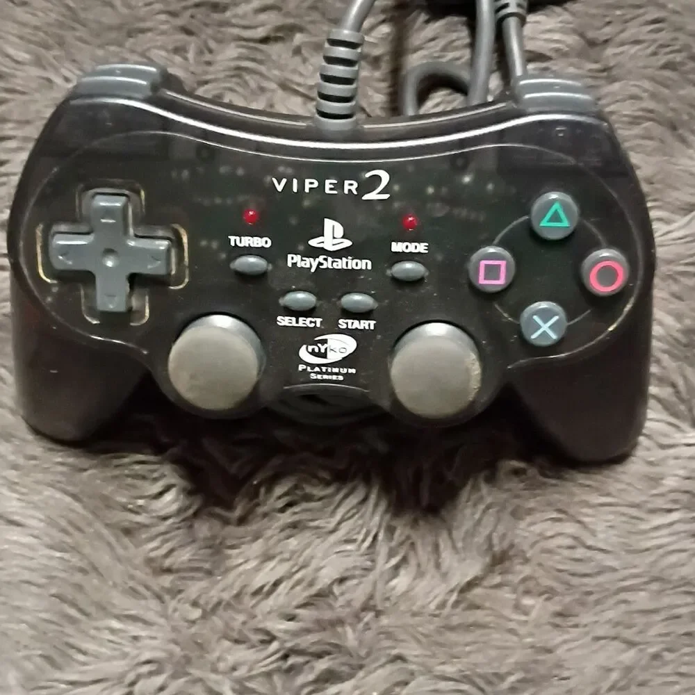 PS2 Nyko Platinum Series Viper 2 Clear Black Controller PlayStation